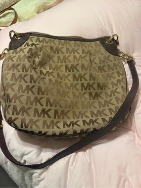 Michael Kors Brown/Tan Logo Hobo Shoulder Bag